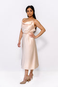 Satin Midi Dress - Peach