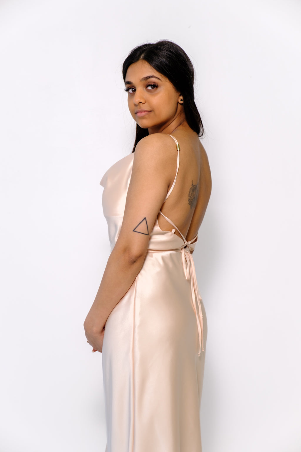 Satin Midi Dress - Peach