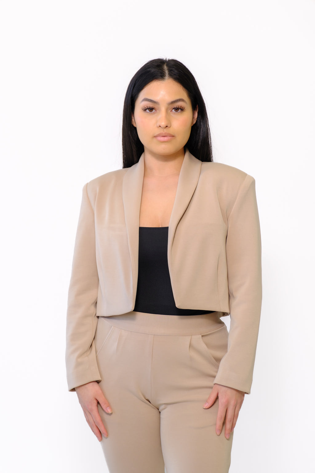 Cropped Blazer - Beige